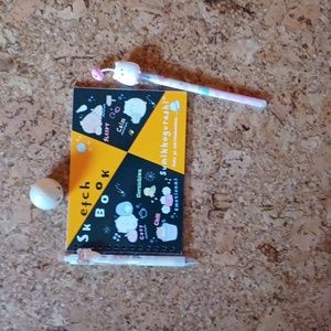 Sanrio Sumikkogurashi sketch book, 2 pens and eraser, NWT